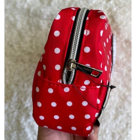 Disney Minnie Mouse Red with White Polka Dot Cosmetic Makeup Bag NEW Heart - Picture 7 of 12